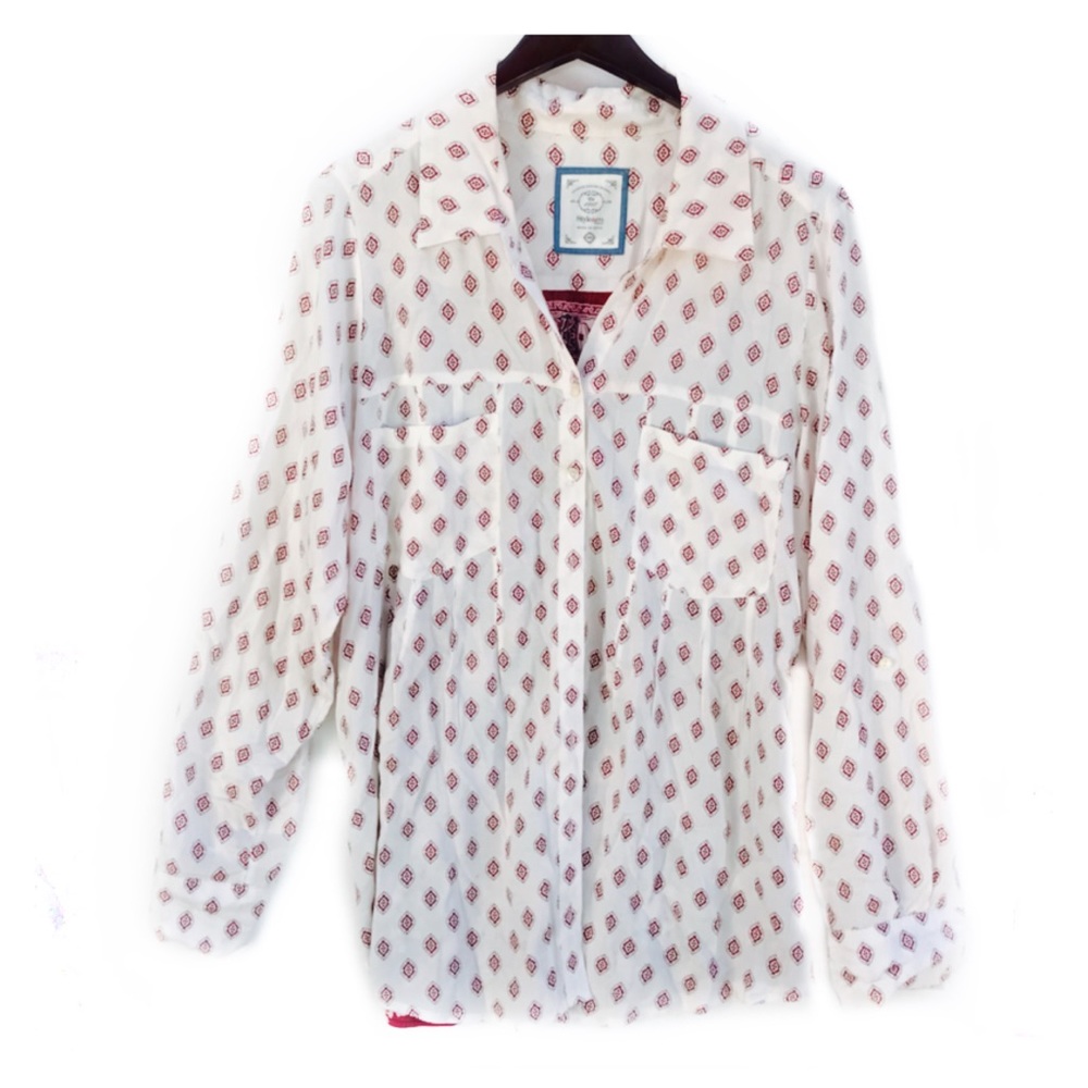 Style & Co Mixed Print Button Down Shirt